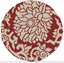 Counted Petit point Pattern - Miniature Red Flower Area Rug